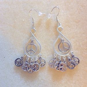 Handcrafted Sterling Silver Peace Sign Earrings